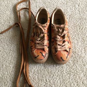 Rihanna Puma Fenty Orange Camo Creeper Sneakers